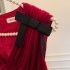 Yi Ge Li La 2023 Autumn/Winter New Product Red V-neck Temperament Short Fit Temperament Dress Women 68386