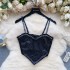 High end satin inlaid diamond suspender vest for women's heavy industry hot diamond slim fit short cut with exposed navel, versatile and sexy spicy girl top