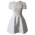 Early Spring New White Round Neck Short Skirt Small Commuter Short Dress 68371