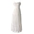 French Dress with Wooden Ear Edge Bow Long Dress Women's Sexy Hanging Strap Petal Splicing Waist Holiday Dress 68380