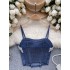 Heavy industry diamond studded chest cushion suspender vest 2024 new women's fashionable outerwear versatile slim fit short denim top