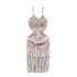 Jumping and wearing a high-end camisole dress with a feminine feel, backless slim fit, mid length sequin tassel dress