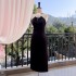 Yi Ge Li La 2024 Early Spring New Product French Black Hanging Neck, Waist, Slim Appearance Dress 68368