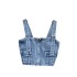 Sweet and Cool Spicy Girl Style New Top for Women's Chic Hong Kong Flavor Retro Denim Short Suspended Tank Top Fashionable and Versatile Layup