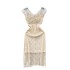 White Moonlight Qianjin Feng One line Neck Off the Shoulder Dress High end Light Luxury and Unique Sequin Embroidered Hanging Strap Dress Women's Trend