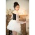 【 Not supported for returns and exchanges 】 Black and white three-dimensional mesh embroidered beads sexy V-neck mesh elegant fluffy short skirt 68379