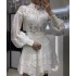 Spring New Kikyu French High end Elegant and Elegant Celebrity Little Fragrant Lace Dress Women's Ruffle Edge Princess Dress