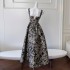 Butterfly jacquard suspender dress, women's French retro thousand gold style, heavy industry, light luxury dress, fluffy long skirt 68419