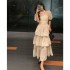 2023 summer new French niche dress retro style V-neck lace patchwork high waisted pleated long skirt small dress