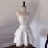 New Wedding Party White suspender, strapless, zippered, high waisted, romantic flower bud, ruffled edge short skirt for women 68367