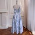 Early spring French niche design with spiked beads, tassels, blue denim, jacquard, socialite suspender dress for women 68441