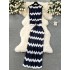 Early Spring Korean Style Dressing Set for Women's 2024 New Contrast Wave Pattern Knitted Shirt Versatile Half Skirt Two Piece Set Trendy