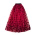 French retro mesh half skirt for women 2024 new high waisted mid length A-line skirt, flocked love fluffy skirt