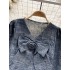 Early Spring Korean Style Checkered Shirt 2024 New Women's Design Sense Three Dimensional Flower Bow Slim Fit Versatile Top