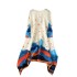 Sanzhai's pleated design, printed early spring new dress, women's high-end feeling, loose and irregular mid length dress