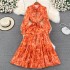 High Cold Imperial Sister Style Dress for Women Spring and Autumn 2022 New Lace up Waist for Slim and Elegant Style, Large Swing Long Dress