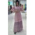 Spring and Autumn Light Mature Style Retro Style Long sleeved Standing Neck Waist Slimming A-line Polka Dot Dress Elegant Large Swing Long Dress