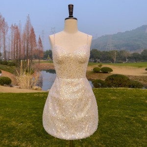Sexy slim fit strapless dress with three-dimensional pearl sequin hot stamping detachable bow wrap buttocks short skirt 68351