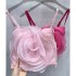 European and American three-dimensional mesh flower decoration bra, beautiful back, slim fit, sexy short chest cushion, suspender, tank top for external wear