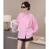 Design sense heavy work nail bead bubble sleeve pleated shirt for women's 2024 spring new loose and slimming mid length chic top
