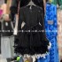 New popular small figure lace feather decoration A-line dress with tie up waist and bottom suspender skirt