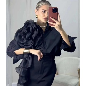 Palace style French shirt for women's 2024 new high-end three-dimensional floral perspective loose and versatile chic foreign style top