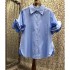 2024 Summer New Short sleeved Shirt Women's 3D Flower Plate Flower Design Feeling Small and Elegant French Flip Neck Shirt