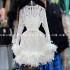 New popular small figure lace feather decoration A-line dress with tie up waist and bottom suspender skirt