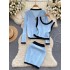 Korean style early spring outfit with a small fragrance set, knitted cardigan, short vest, versatile half skirt, three piece set, trendy