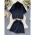 Leisure set for women 2024, new Korean style outfit, age reducing short sleeved jacket, loose wide leg shorts, sports two-piece set