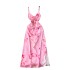 French light luxury and high-end feeling camisole floral dress for women in summer with exposed navel and slit design, pure desire spicy girl long dress