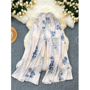 New Chinese Style Dressing 2024 Summer New Chinese Style Retro Design Feel Loose and Slim, Versatile Wide Leg Casual Pants
