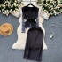 European and American style light luxury and high-end feeling, ladies fashion suit dress, women's summer tie up vest mesh top+half skirt