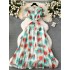 French Elegant Style Light Luxury High end Fragmented Flower Dress Women's Summer Bubble Sleeve Tie Waist Design Fairy Dress