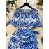 European and American style women's dress 2024 summer new high-end feeling tie waist fake two printed French skirts