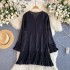 High end early spring dress for women in 2024, new design, flared sleeves, loose and slim, ruffled edge formal dress