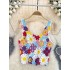 Bohemian vacation style camisole vest for women's retro sweet heavy industry colored knitted crochet unique vest top