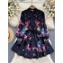French retro court style dress, small dress, socialite high-end niche print, slim fit short early spring dress for women
