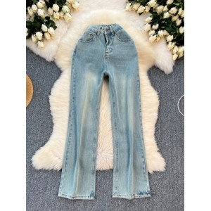 Jeans Women's 2024 Summer New Korean Edition Vintage High Waist Slim Fit Versatile Straight Leg Pants Casual and Simple Crop Pants