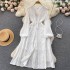 Skirt Gentle Style Small Fairy Long Skirt Kikyu French Tea Break Skirt Lace up Waist Single breasted Temperament Dress