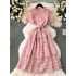 French retro design with embroidery, hollowed out lace dress, high-end niche, ruffled edge slim fit, medium length dress