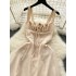 French Dress Women's 2024 New Summer Dress Pure Desire Style Lace Lapel Slim Fit Mid length Split Sling Dress