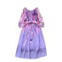 French dress for women 2024, new niche high-end loose lantern sleeve printed chiffon skirt, elegant holiday dress