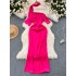 High end and luxurious Qianjin style dress, high-end light luxury and niche one line collar, off shoulder slim fit, medium length satin dress for women