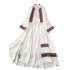 Bohemian retro ethnic style embroidered outerwear with medium length cardigan and tie up waistcoat dress set