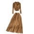 Salt style light cooked two-piece set, high-end black sequin pleated top, versatile high waisted long skirt, new style