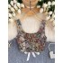 American retro spicy girl camisole vest for summer western-style retro palace style jacquard strap short top