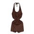 European and American pure desire style camisole jumpsuit for women in summer with strapless backless, niche solid color design, sexy spicy girl short pants