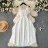 Sweet Auricularia Strap Dress for Women with Elastic Waist, Slim Mid length Korean Holiday Style Skirt, First Love Skirt