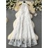 White Moonlight Qianjin Wind Dress Women's French High end Sleeveless Hanging Neck 3D Flower Loose Dress Holiday Dress